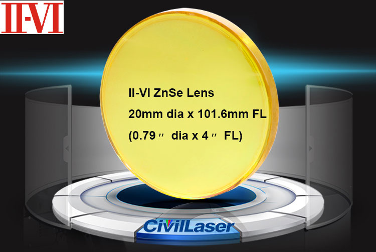米国II-VI  ZnSeのためのフォーカスレンズ  径20mm x 焦点距離101.6mm レーザー彫刻カッター